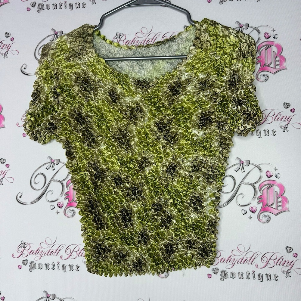 Bubble top y2k 2000s vintage dead stock rare stretchy one size fits all green